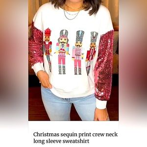 Nutcracker Sequin Sleeve Crew Neck Holiday Sweater  NWT!